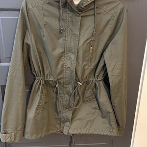 Rosio Olive Utility Drawstring Waist Jacket